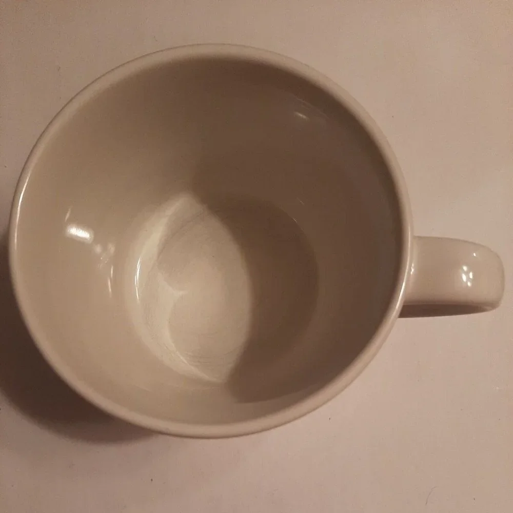 Ikea Finstilt Ceramic Mug White with Blue and Orange Flower 10 oz